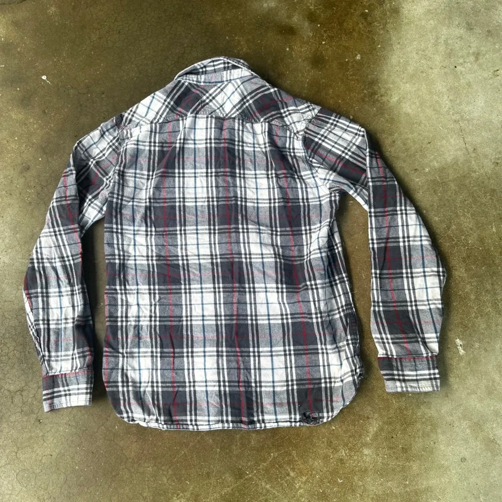 Levi's Flannel Shirt Mens Medium Gray Plaid Excellent Long Sleeve Button Down